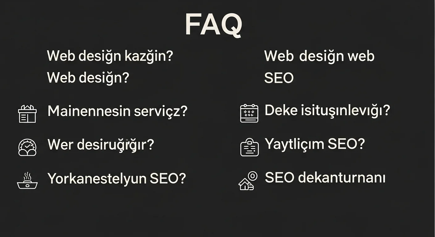 Modern interface containing frequently asked questions and answers about Kayseri web design.